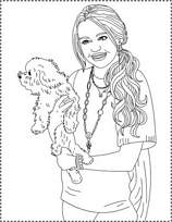 coloriage miley cyrus hannah montana avec son chien